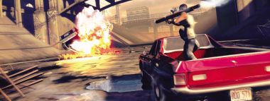 Urban Action Game Scene Rocket Launcher Car Explosion