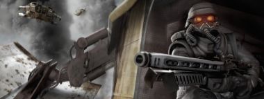 Post Apocalyptic Sci Fi Battlefield Gas Mask Soldier With Rifle