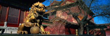 Beijing Forbidden City Gilded Bronze Lion Ancient Architecture