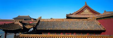 北京故宫紫禁城古建筑琉璃瓦屋顶全景