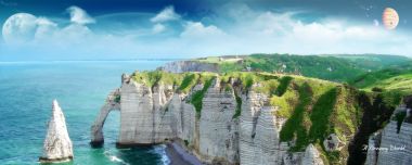 Etretat France Fantasy Coastal White Cliffs Scenery