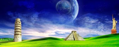 Surreal Dreamy Cg Wallpaper World Landmarks Same Frame