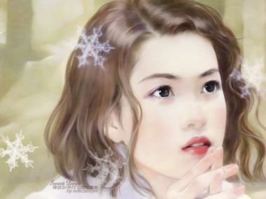 Chen Shu Fen Winter Snow Curly Girl Aesthetic Illustration