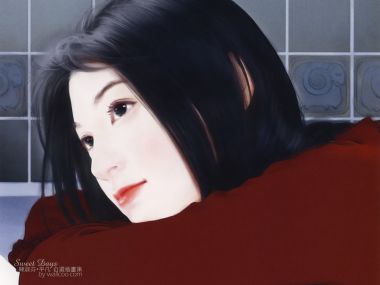 陈淑芬Sweet Days甜蜜时光系列 温柔黑发女子侧脸插画