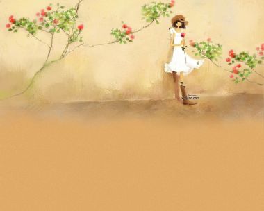 Mizang Girl With Roses Illustration