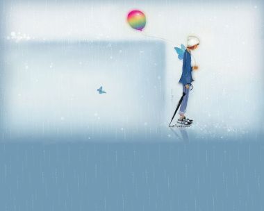 Mizzi 治愈系雨中女孩插画