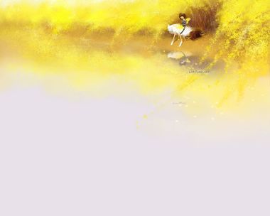 Mizzi 唯美黄花湖畔少女插画
