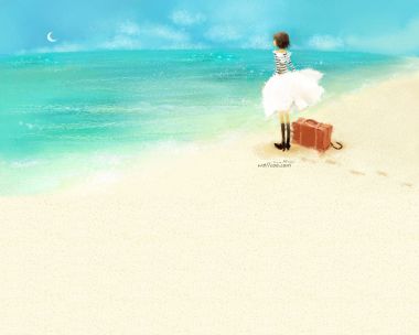 Mizzi插画：海边等待的少女