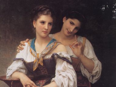 William Bouguereau The Secret Oil Painting Two Young Girls