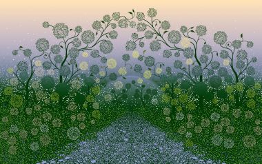 梦幻森林花径插画