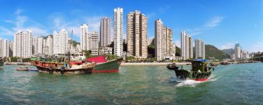 Hong Kong Aberdeen Harbor Coastal Panorama Scenery