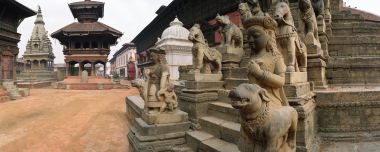 Nepal Bhaktapur Durbar Square Ancient Temple Stone Statues