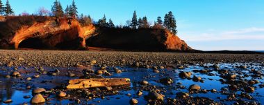 Canada Fundy Bay Red Sandstone Coast Sunrise Landscape