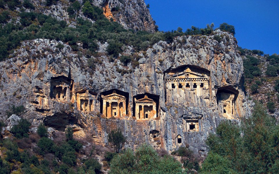 Ancient Lycian Rock Tombs, Antalya, Turkey