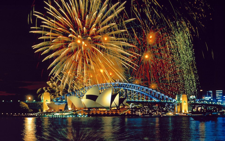 Australia, Fireworks over the Sydney Opera House and Harbor Bridge