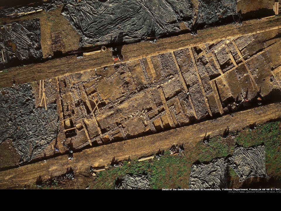 Detail of the Gallo-Roman ruins at Pontchartrain, Yvelines Department, France