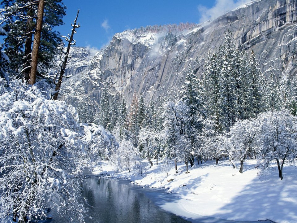 美国优胜美地国家公园冬季雪景