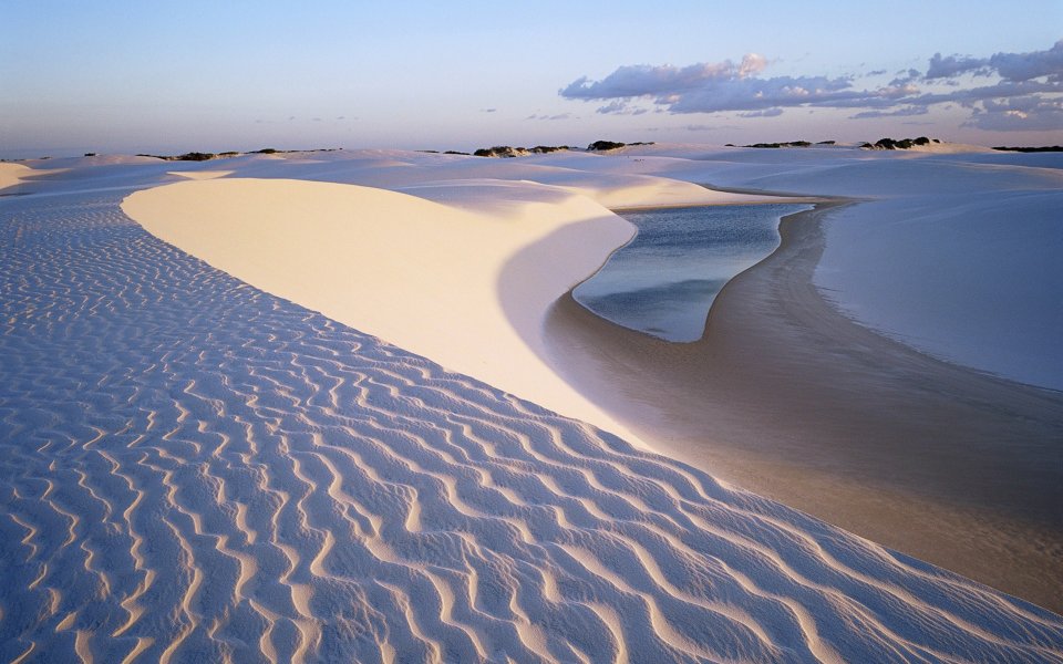 Dunes Near Lagoa Bonita (Beautiful Lagoon) at Parque Nacional Dos Lencois Maranhenses, Brazil