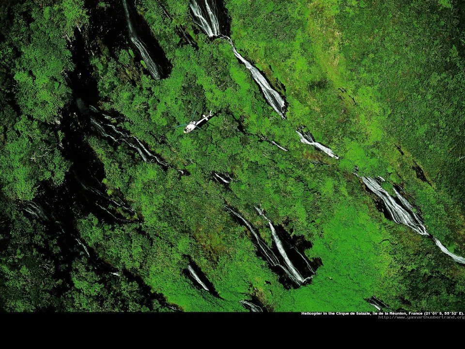 Helicopter in the Cirque de Salazie, ile de la Reunion, France
