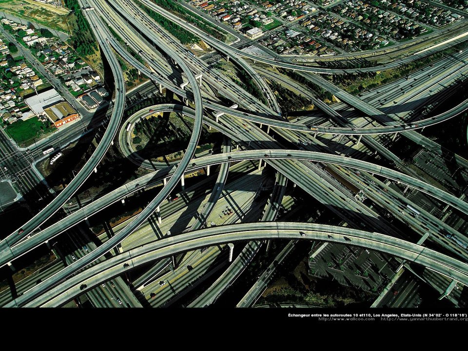 Interchange between the 105 and 110 freeways,Los Angeles, United States