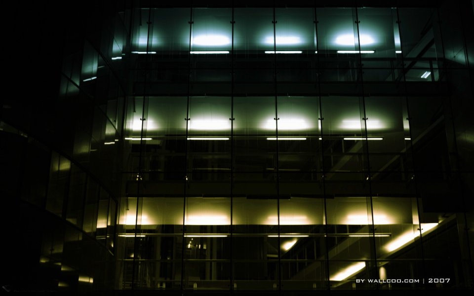 现代建筑玻璃幕墙夜景灯光