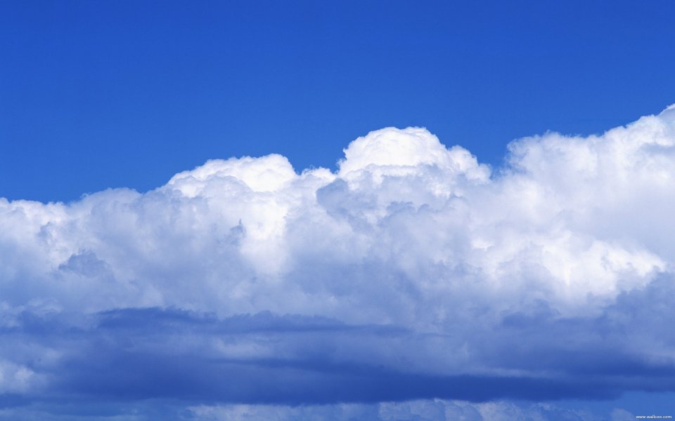 Tahiti Clear Blue Sky Fluffy Cumulus Clouds Landscape