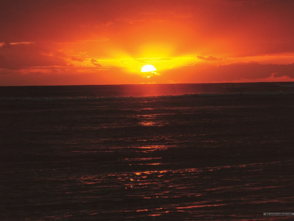 壮阔海面黄昏夕阳美景
