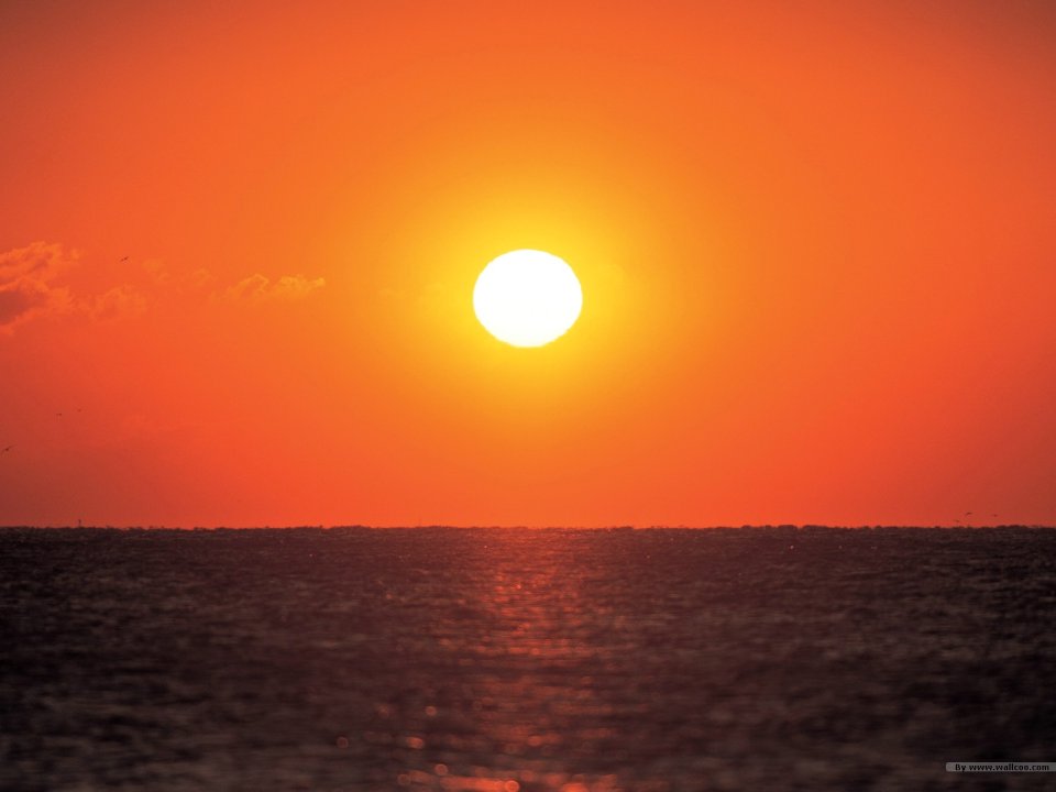 海平面壮丽夕阳景观