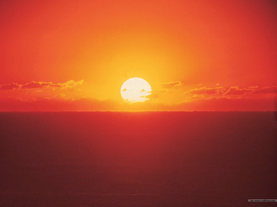 海平面壮阔夕阳景观