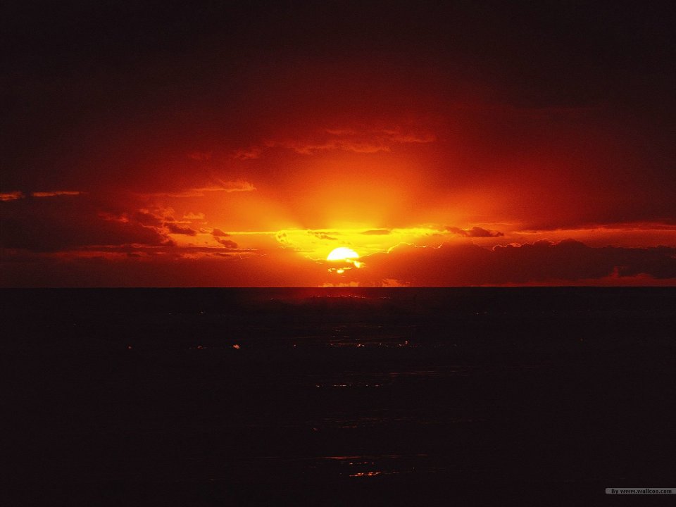 海平面壮阔夕阳余晖