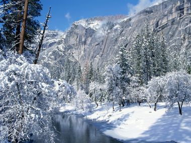 美国优胜美地国家公园冬季雪景