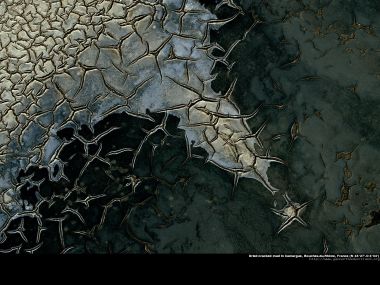 Dried cracked mud in Camargue, Bouches-du-Rhone, France
