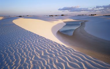 Dunes Near Lagoa Bonita (Beautiful Lagoon) at Parque Nacional Dos Lencois Maranhenses, Brazil
