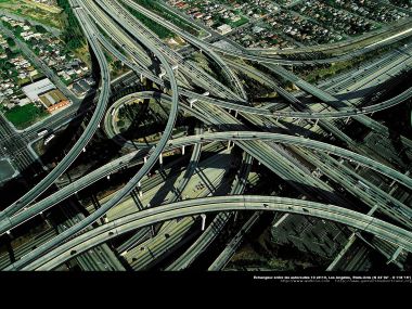 Interchange between the 105 and 110 freeways,Los Angeles, United States