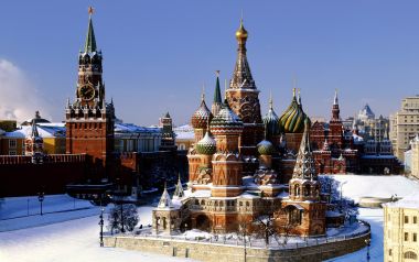 Russia, St Basil’s Cathedral and Spassky Tower, Red Square
