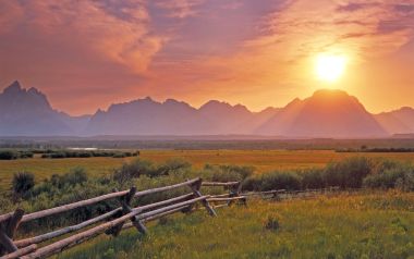 Sunset over the Grand Teton from the sagebrush flats; Grand Teton National Park, Wyoming, USA