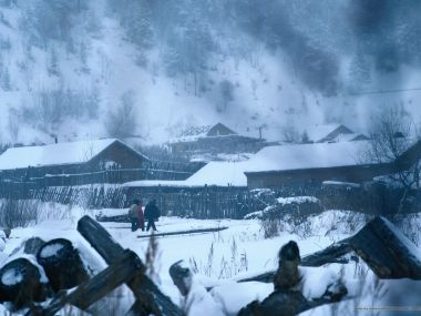 北国雪乡木屋村落冬景