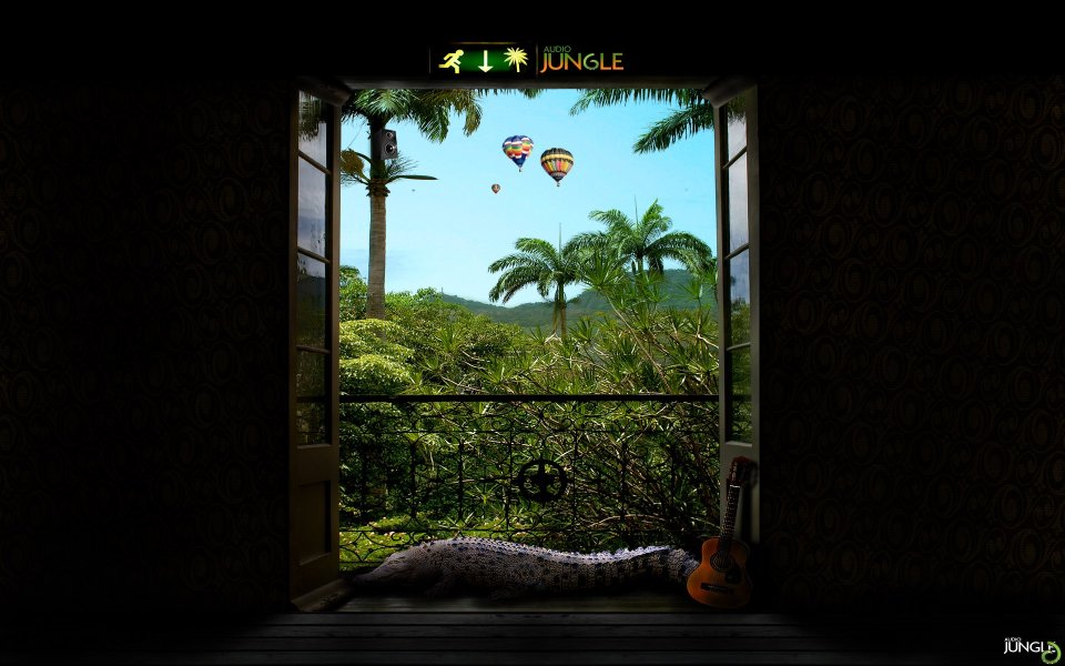 Audio Jungle品牌热带雨林阳台热气球壁纸