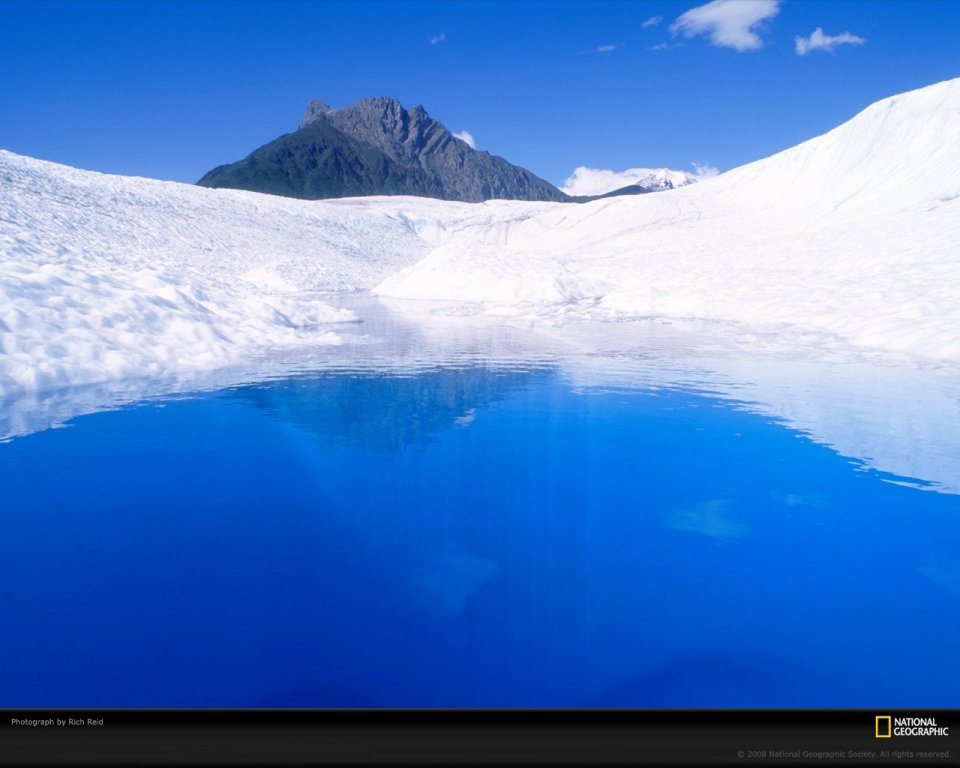 Blue Glacier Lake Mountain Scenery Usa