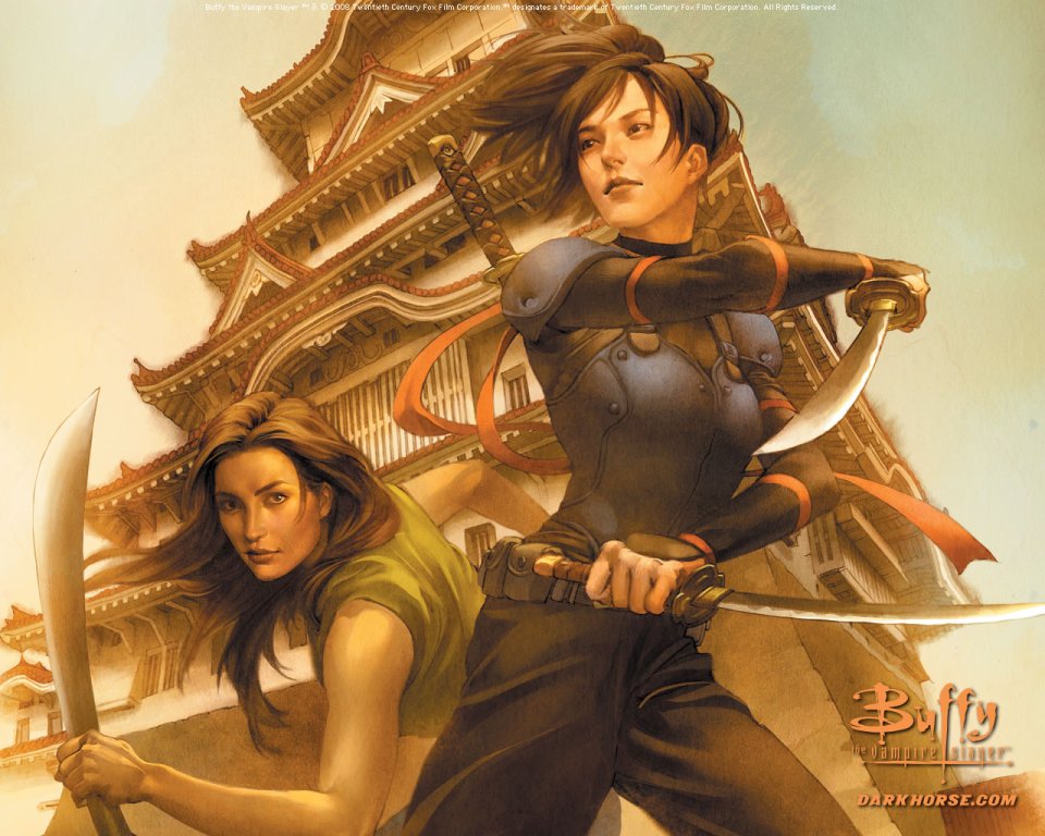 Buffy And Companion In Japanese Castle Battle