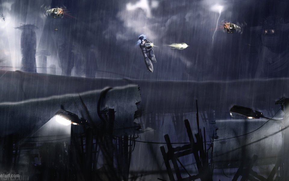 Cyberpunk Rainy City Ruins