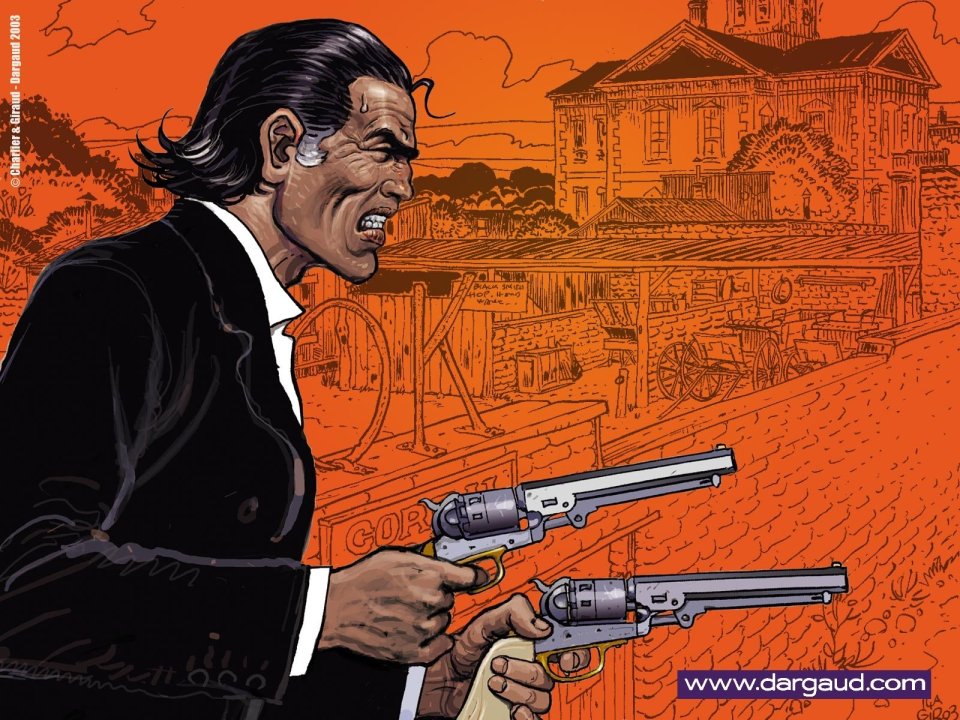 复古西部双枪牛仔漫画壁纸