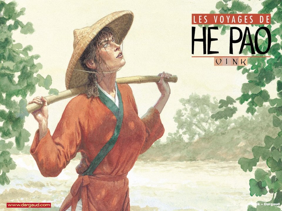 French Comic He Pao Watercolor Illustration Traveling Boy