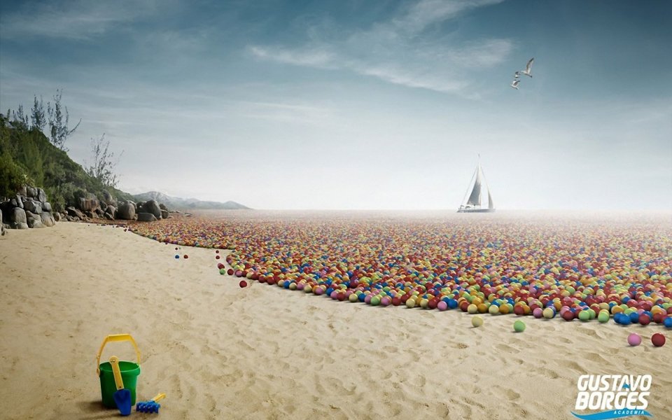 Colorful Ball Beach Brazil Sailboat