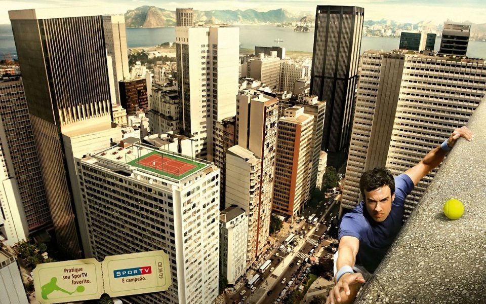 Rio De Janeiro Cityscape Tennis Player