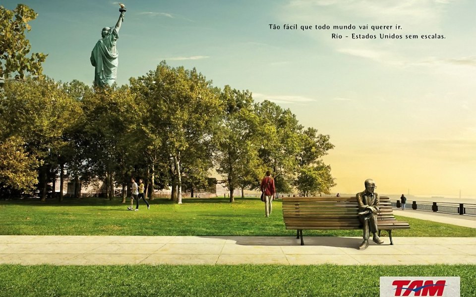 Statue Of Liberty Park Bench TAM Ad