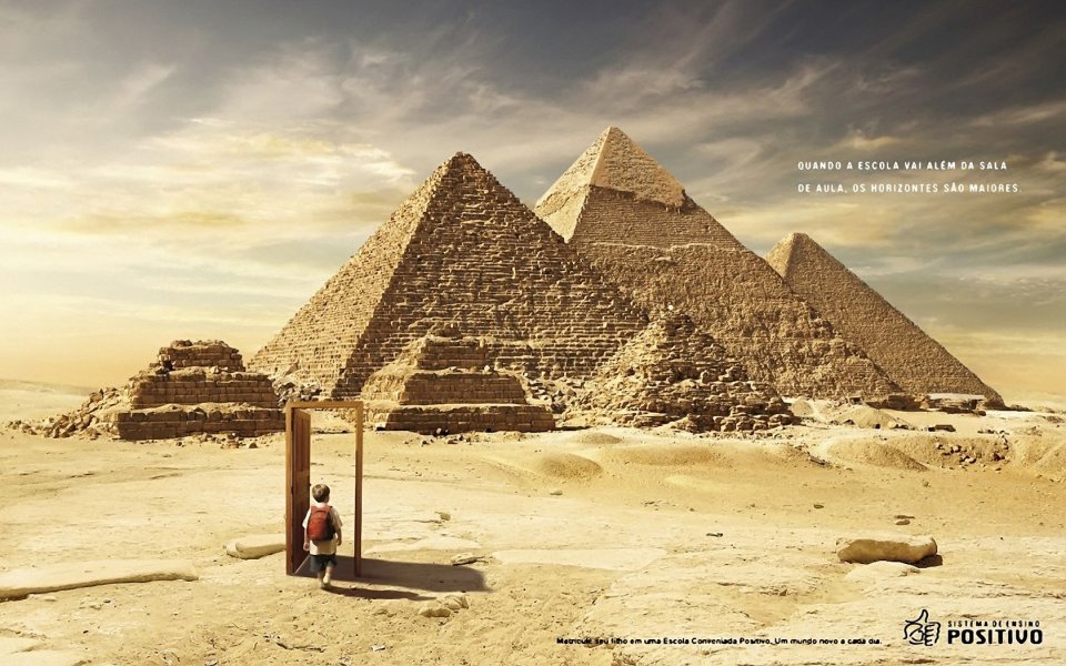 Child At Door Before Egyptian Pyramids Positive Education