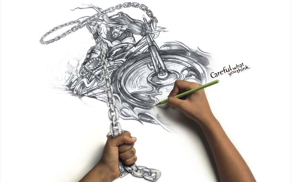 Creative Motorcycle Rider Drawing