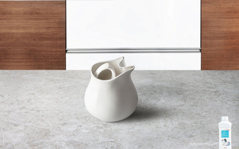Nordic White Ceramic Pitcher Dish Drops Ad