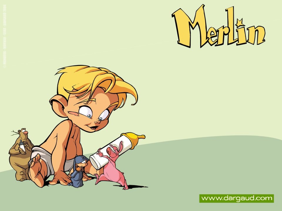 Dargaud Merlin Baby Scene Cartoon Wallpaper